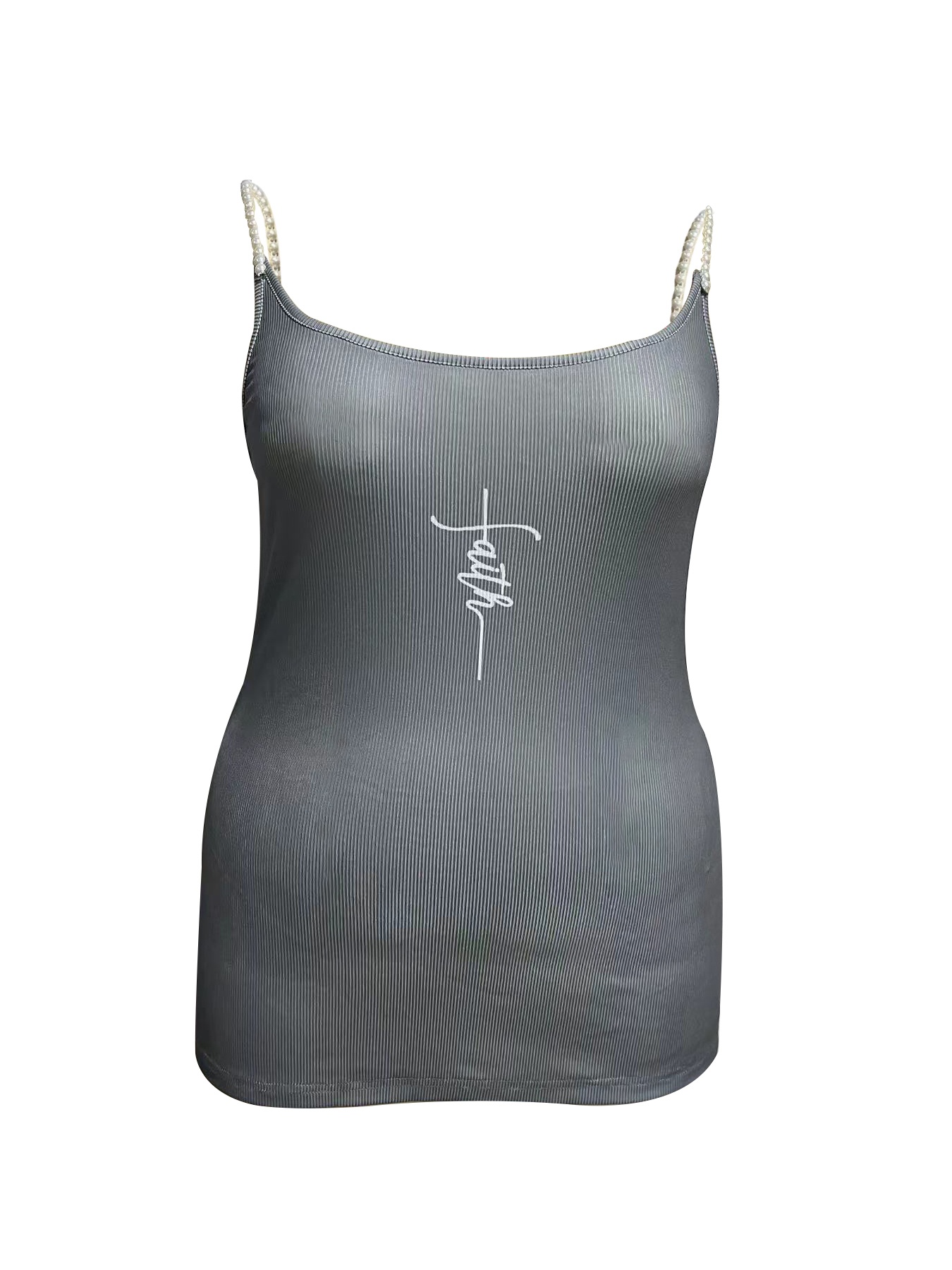 Camiseta corta gris con estamp - Tank Top Ribbed reseña y precio